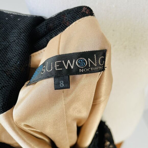 Sue Wong Nocturne Dress Beaded Lace Overlay Scoop Neck Cocktail Formal Size 8 - Picture 10 of 13